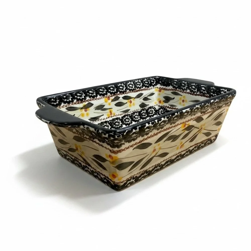 Temp-tations Old World Casserole Dish Black Cream 1.5 QT Rectangular Loaf Pan